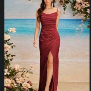 Elegant Burgundy Evening Gown